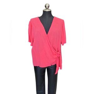 V-Neck Cross Over Side Tie Crinkle Blouse ESQUALO Sz 14 +